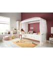 Fairy Canopy Bed 90x200 cm with Roll Slatted Frame in White – Life-Time