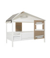 Letto a castello per bambini Lifetime Kidsrooms "The Hideout" in bianco con rete a doghe 90x200 cm