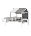 Lit d'enfant en forme de cabane Beachhouse avec banc d'angle en blanc