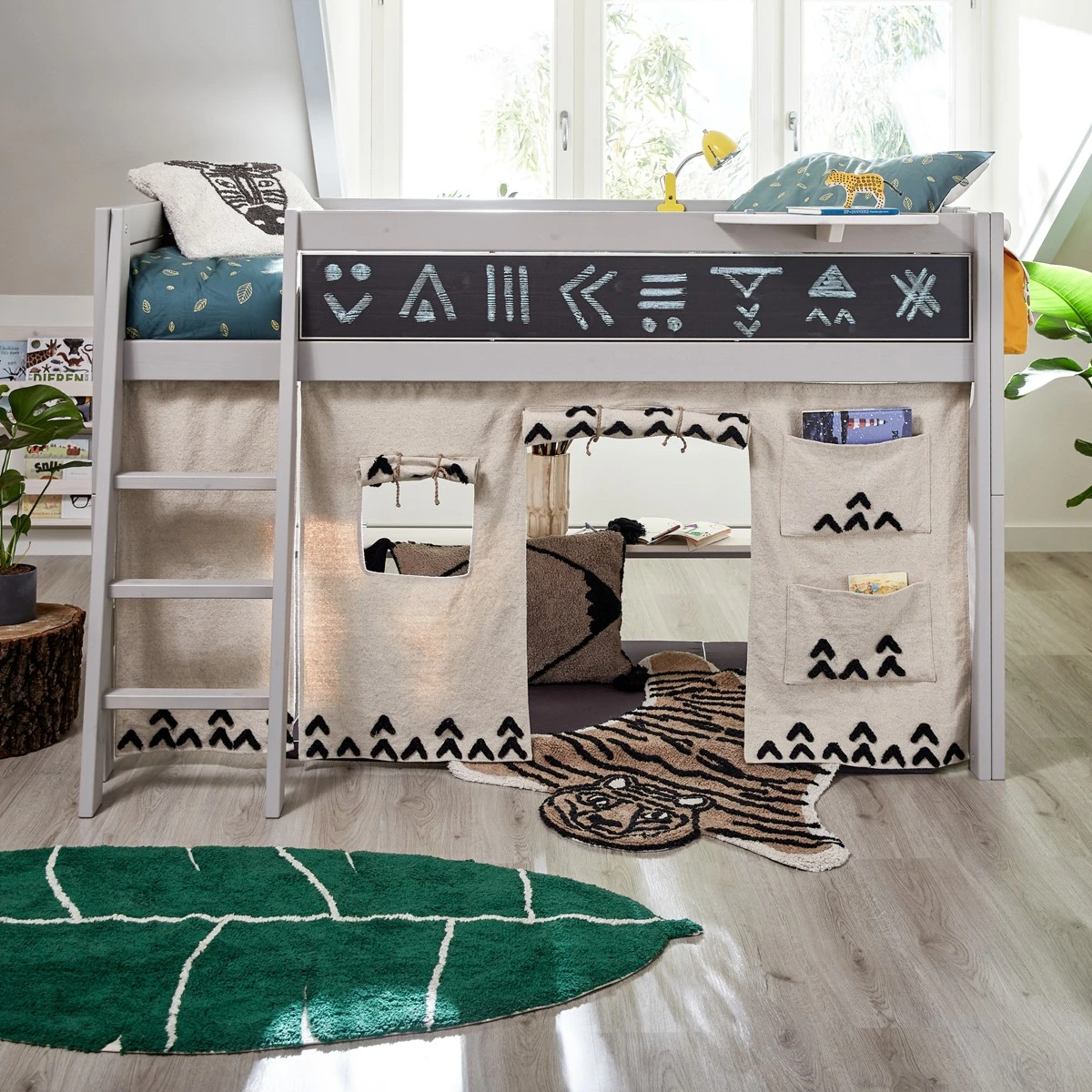 Lifetime 4 in 1 Bettkombination Stoffdach Wild Life mit deluxe Lattenrost whitewash