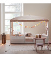 4-in-1 Lifetime Canopy Bed with Peach Canopy, 90 x 200 cm, including Deluxe Slatted Frame in White