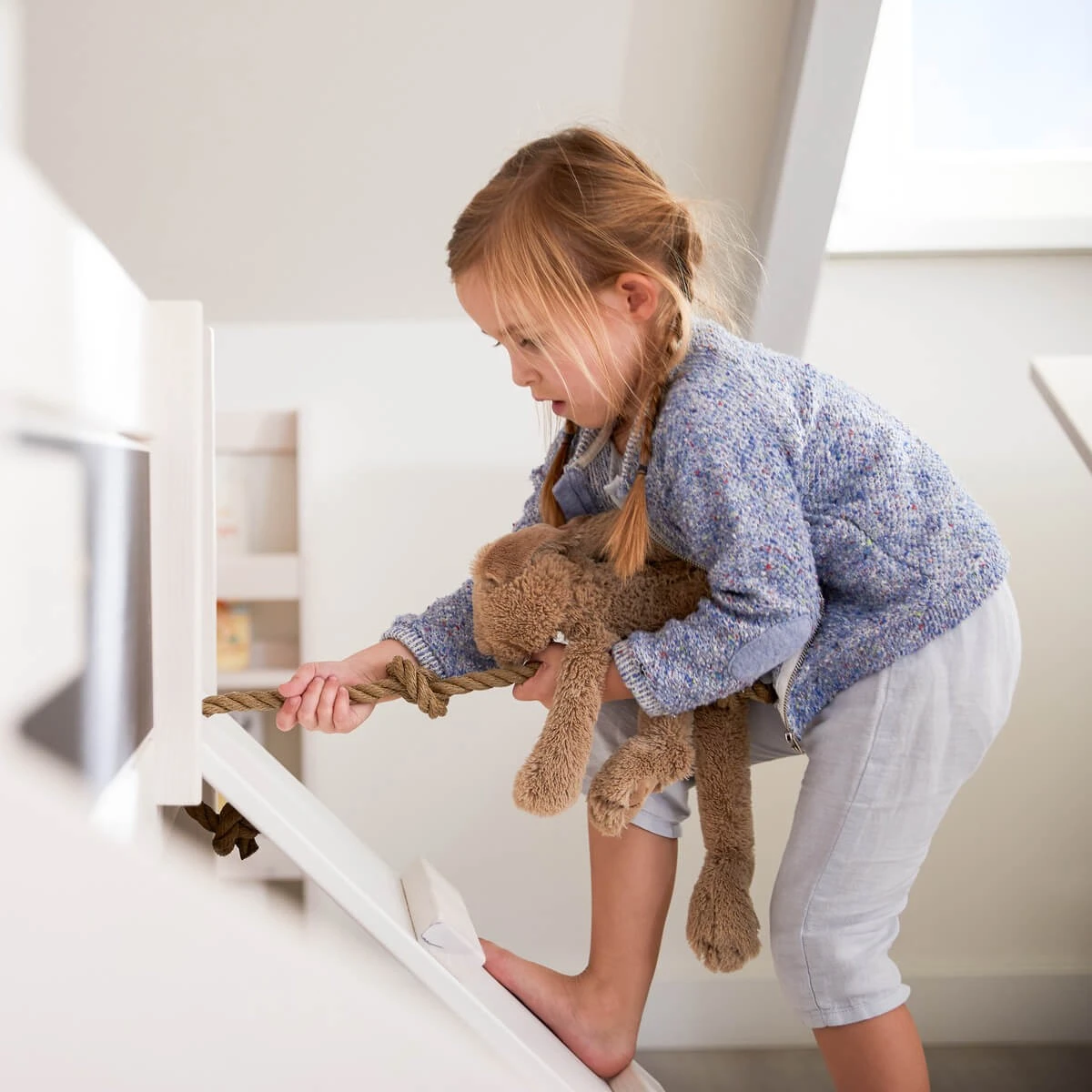 Lit superposé Lifetime Climb & Slide avec cadre à lattes de luxe Wild Land blanc