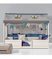 4-in-1 Dino Lifetime Combination Bed with Fabric Canopy and Rolling Floor in Whitewash