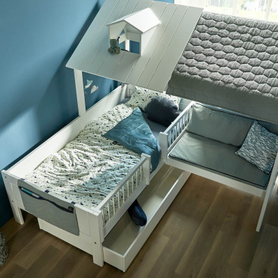 Coin lit cabine Lifetime avec banc et sommier blanc - Ocean Life