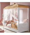 Lifetime Canopy Bed with Guest Bed and Deluxe Slatted Frame in White - Honey Glow
