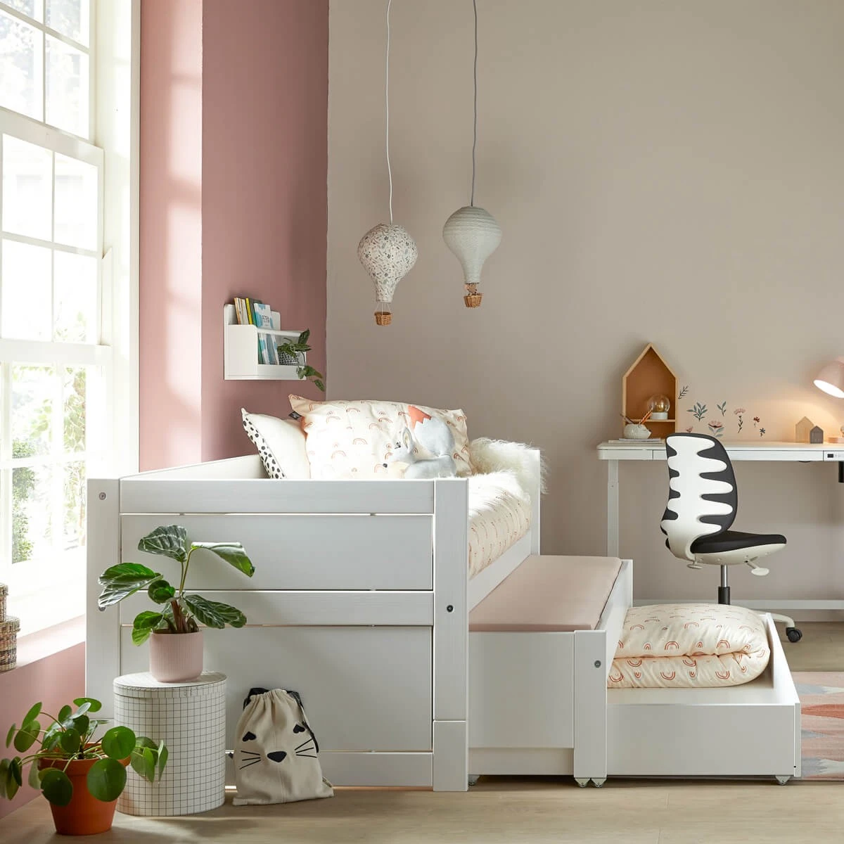 Lifetime-Kidsrooms Kojenbett Lukas mit Gästebett und Schublade90x200 cm