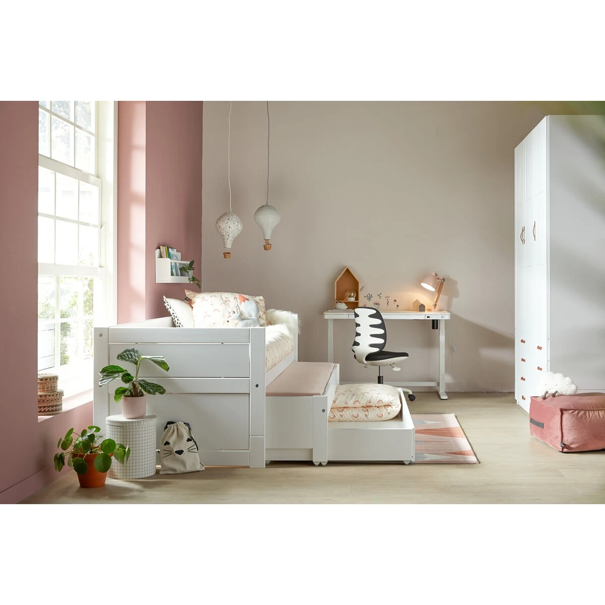 copy of Lifetime bunk bed 90x200 with guest bed and drawer, deluxe slatted frame in white