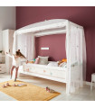 Letto a baldacchino Life-Time Fairy 90x200 cm con rete a doghe Deluxe e cassa LED bianca