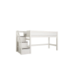 Lifetime Kidsrooms Mid-Height Bed 120x200 cm with Ladder and Deluxe Slatted Frame in White