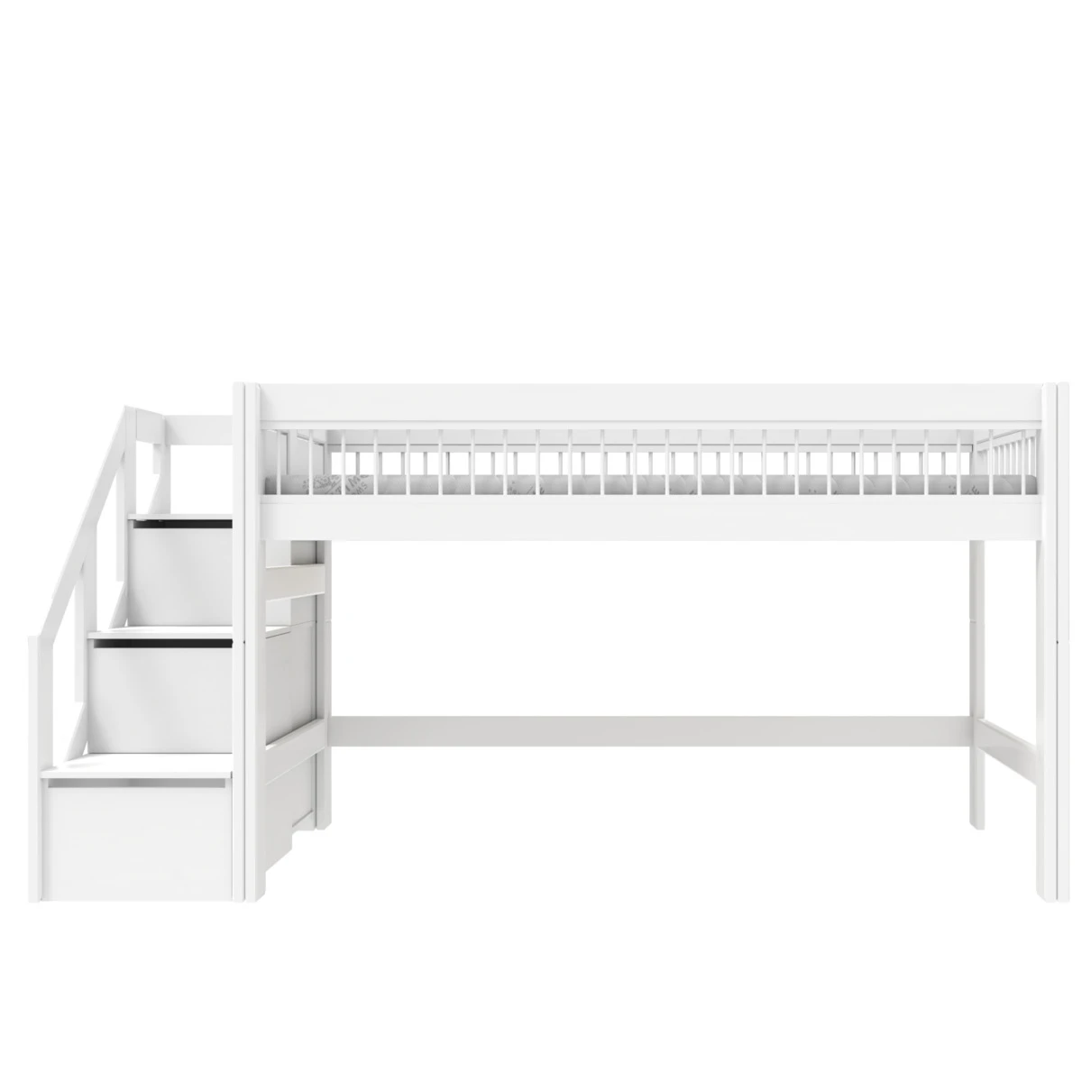 Letto semi alto con scaletta Lifetime Breeze 90 x 200 cm telaio a doghe standard bianco