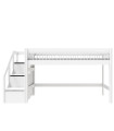 Lit mi-hauteur Breeze avec échelle, 90 x 200 cm, incluant un sommier à lattes Deluxe en blanc
