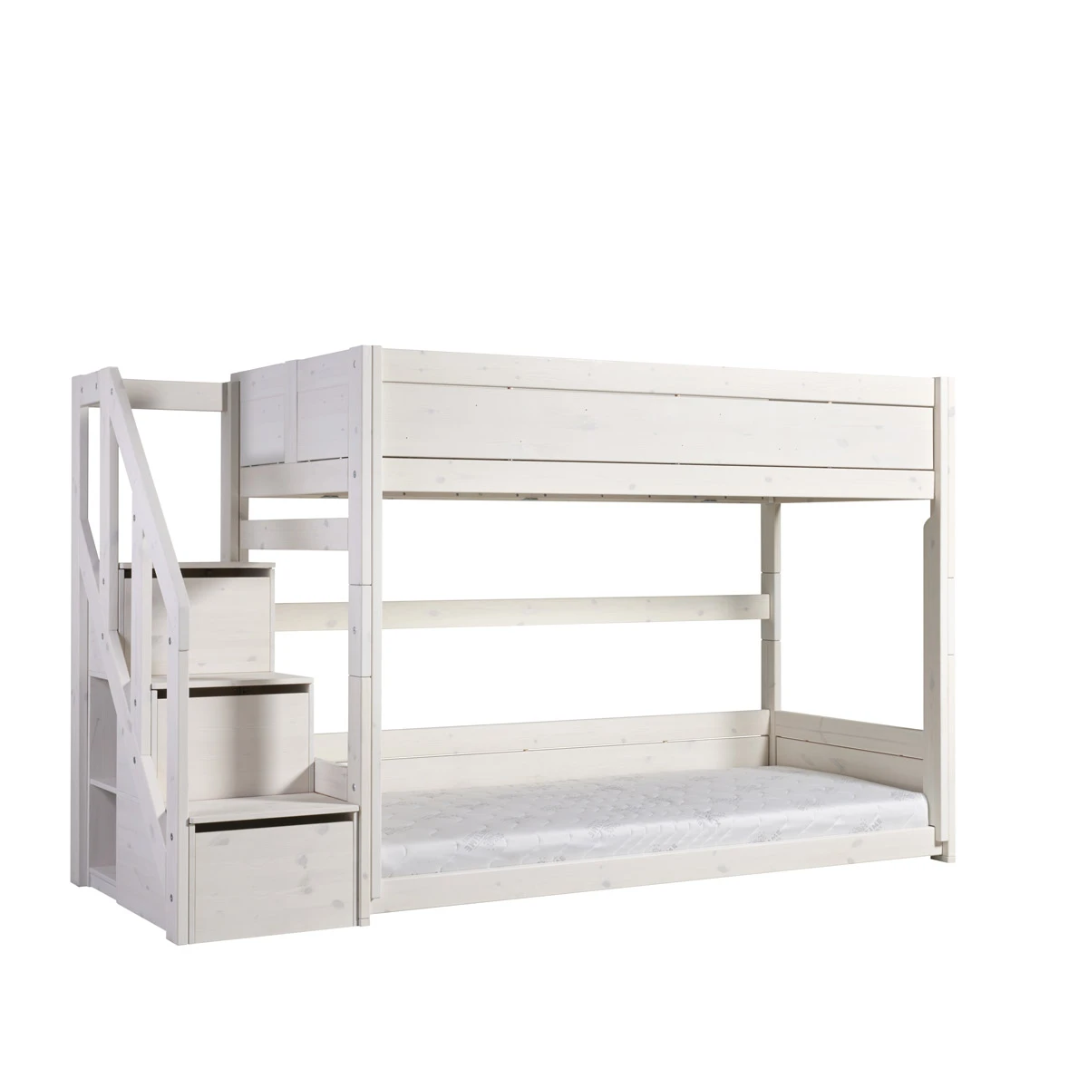 Lifetime low bunk bed with stepladder Breeze 90 x 200 cm, slatted base deluxe whitewash