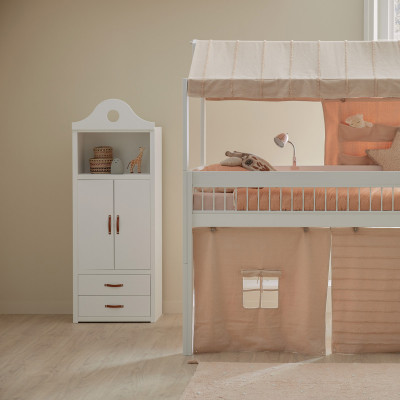 Lifetime Halbhohes Bett KOMBO mit kleinen Schrank Breeze 90 x 200 cm, Deluxe-Lattenrost weiss