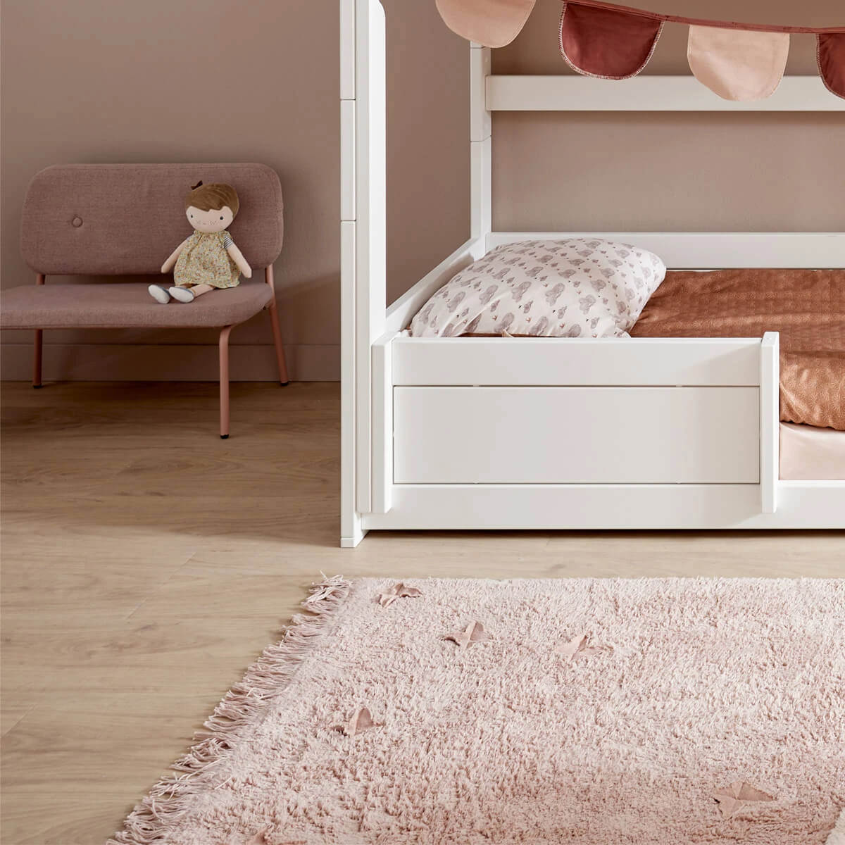 Letto a castello basso con tavolo da gioco Lifetime Breeze 90 x 200 cm telaio a doghe standard bianco