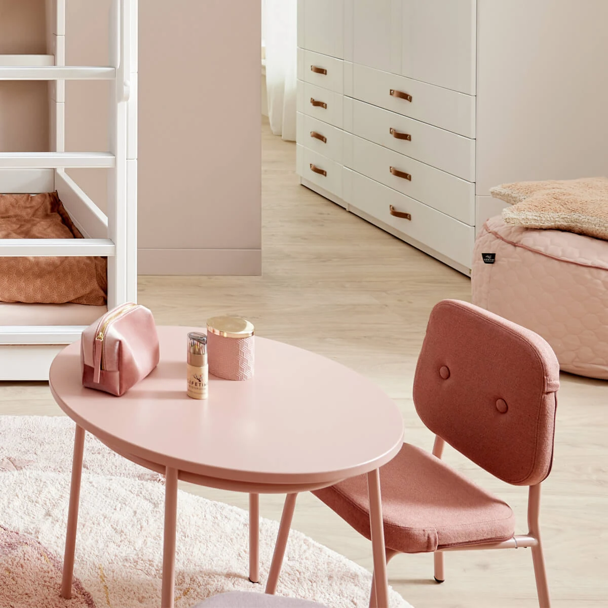 Lifetime lit superposé bas avec table de jeu Breeze 90 x 200 cm, sommier deluxe blanc