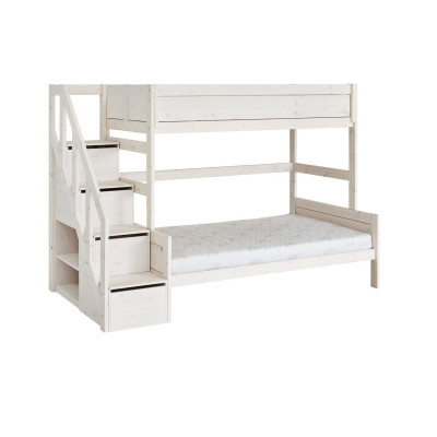 Lifetime Kidsrooms Bunk bed Family 120/140x200 with stairs and deluxe slatted frame whitewash