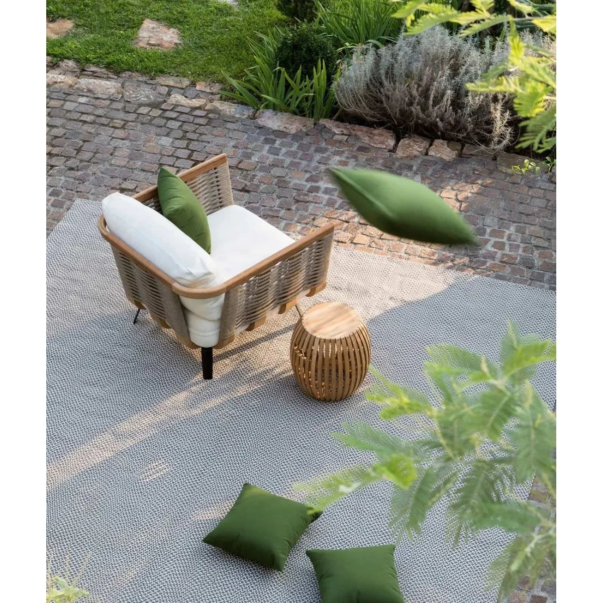 Sessel Welcome aus Teakholz und Seil (Struktur)