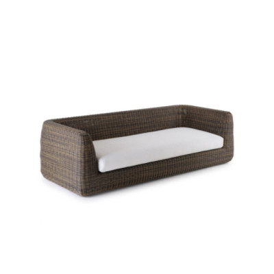 Divano a 3 posti senza cuscino di seduta Agorà in Waprolace tropical brown - Design Unopiù