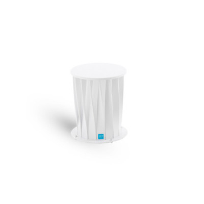 Lampe Aton aus Aluminium mit gedrehten Leisten, H 32 cm in weiß