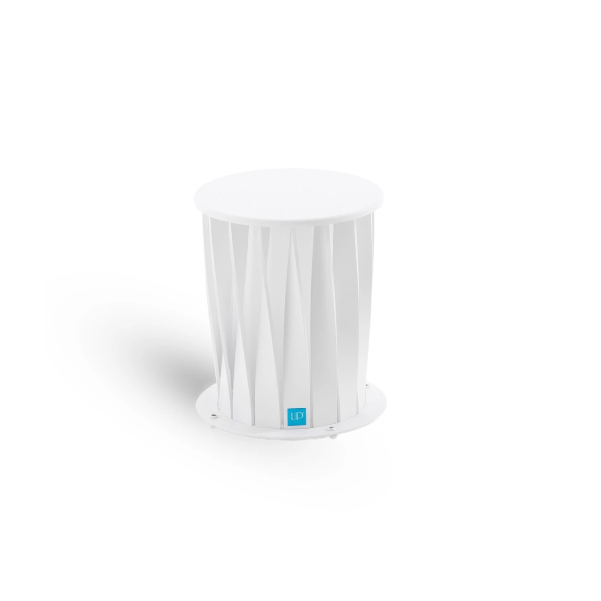 Lampe Aton aus Aluminium mit gedrehten Leisten, H 32 cm in weiß