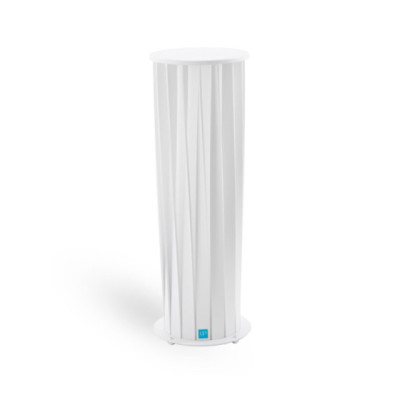 Lampe Aton aus Aluminium mit gedrehten Leisten, H 76 cm, weiß