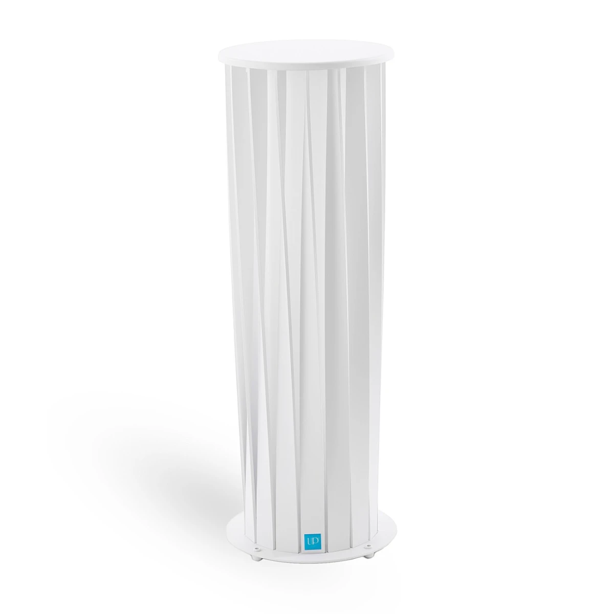 Lampe Aton aus Aluminium mit gedrehten Leisten, H 76 cm, weiß