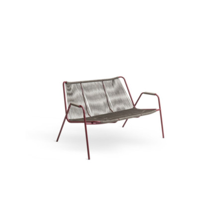 Coco zweisitziges Sofa aus Stahl und seil - syrah/Rundseils fondant