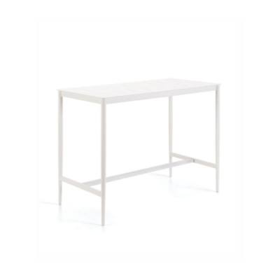 Table carrée haute Luce Unopiù aluminium blanc ivoire