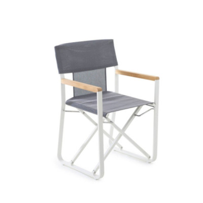 Poltroncina Cosette con struttura in alluminio di colore bianco