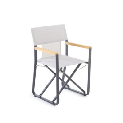 Poltroncina Cosette con struttura in alluminio di colore grafite