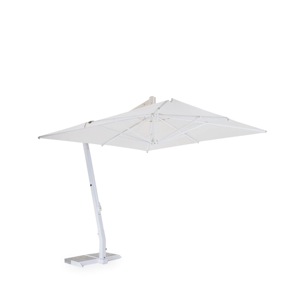 Parasol Salento carré avec mât latéral en aluminium blanc