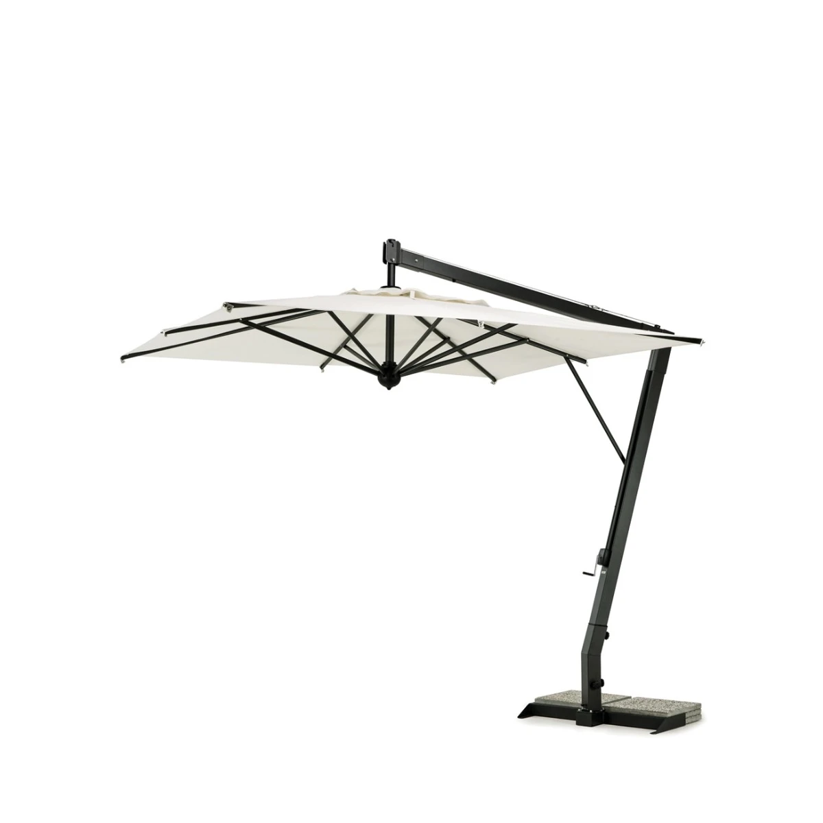 Parasol Salento carré avec mât latéral en aluminium graphite