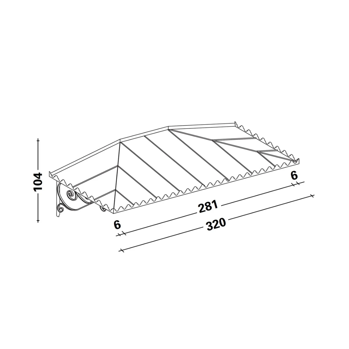 Auvent Dafne adossé cm 320