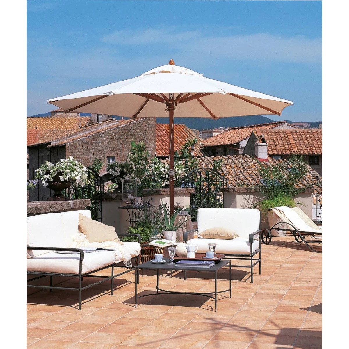 Ombrellone rotondo Ø 400 cm Lipari Unopiù bianco naturale - Eleganza e Stile