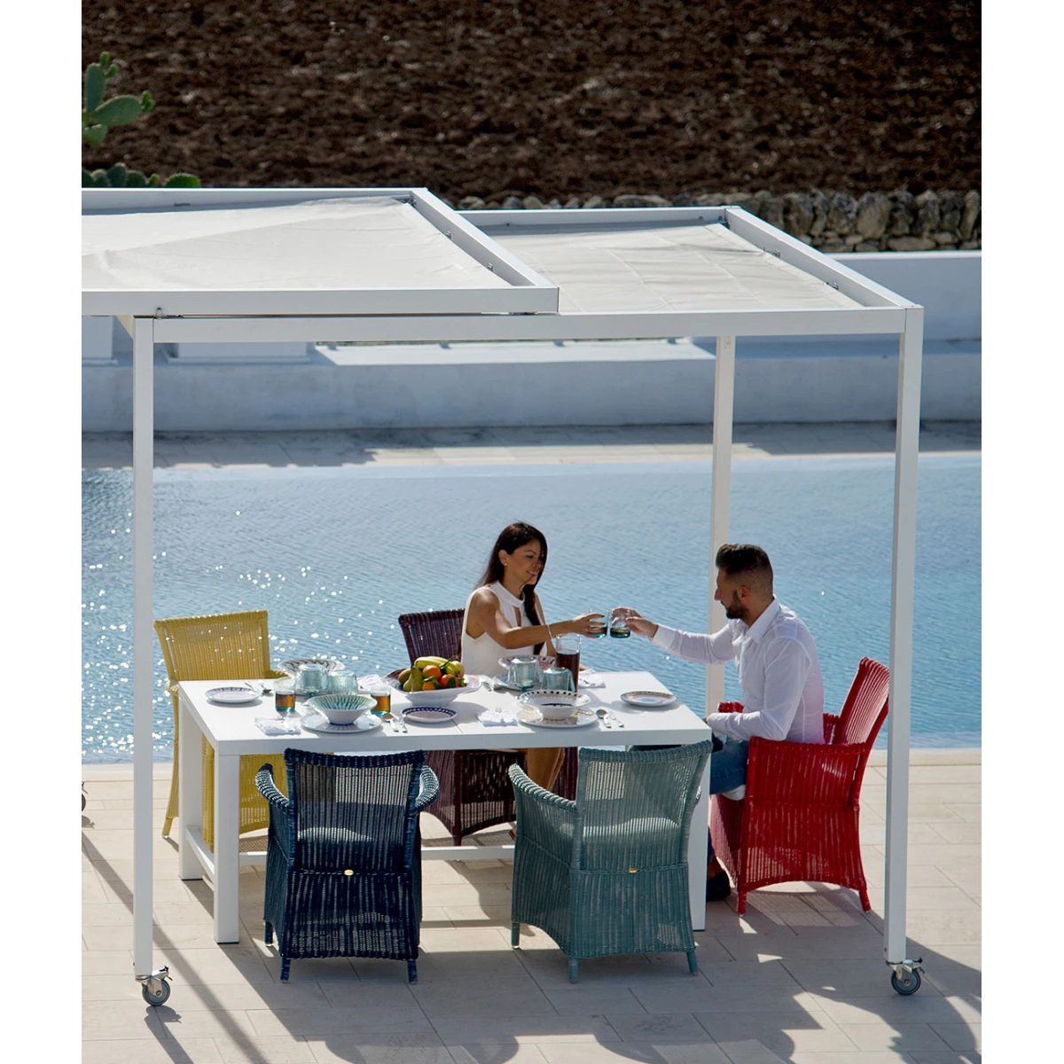 Copertura con telo microforato per modulo base, colore struttura bianco