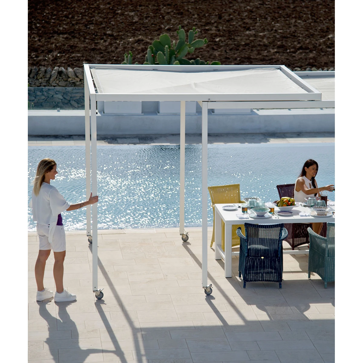 Copertura con telo microforato per modulo estensibile, colore struttura bianco