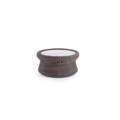 Couchtisch Agorà rund in waprolace brown mit Glasplatte ø 81 cm