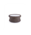 Agorà round coffee table in waprolace brown with glass top ø 81 cm