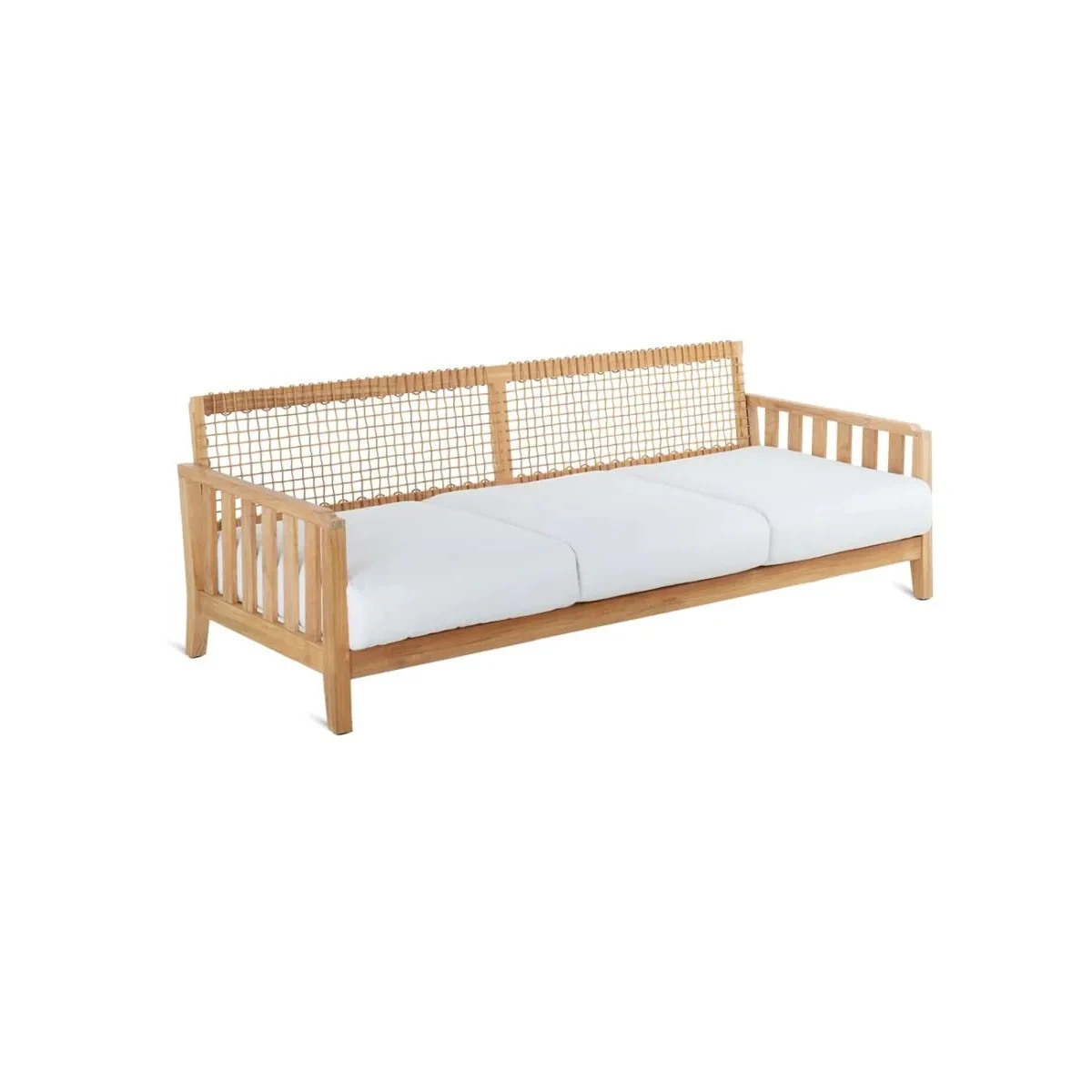 Sofa Synthesis Unopiù en teck et Waprolace L 210 sans coussins