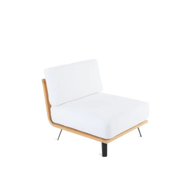 Unopiù Welcome - Modulo schienale in teak con cuscini di seduta e schienale