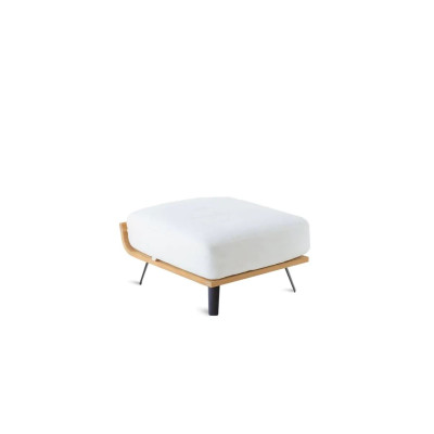 Unopiù Welcome - Pouf in teak per esterni con cuscino di seduta