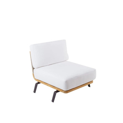 Unopiù Welcome - Schienale in teak, intrecciato a mano con cuscini di seduta e schienale