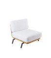Welcome back module in teak and rope with seat and backrest cushions