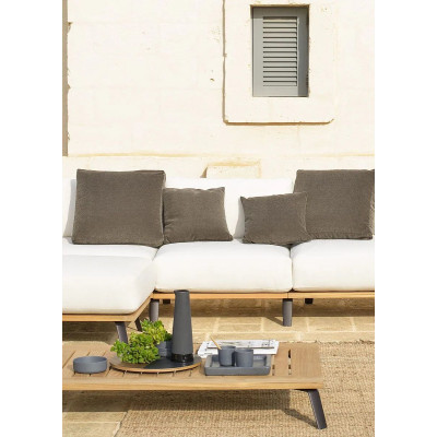 Modulo spalla Welcome in teak e corda con cuscini di seduta e schienale