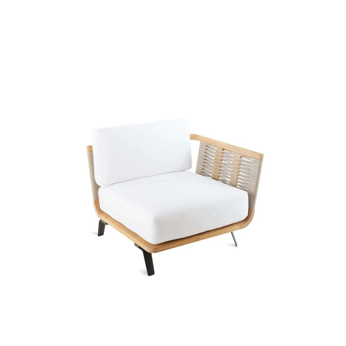 Modulo angolare destro Unopiù Welcome - Teak & corda, sinistro con cuscini di seduta e schienale