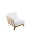 Modulo destro Welcome in teak e corda 92 cm con cuscini di seduta e schienale