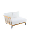 Modulo destro Welcome in teak e corda 130 cm con cuscini di seduta e schienale