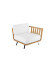 Modulo sinistro Welcome in teak cm 91 con cuscini di seduta e schienale