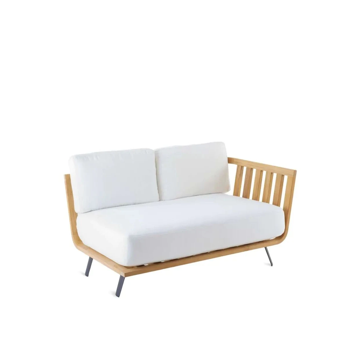 Unopiù Welcome - Modulo angolare sinistro in teak flessibile 130 cm con cuscini di seduta e schienale