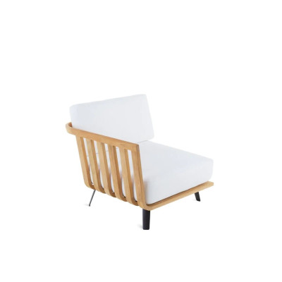 Unopiù Welcome - Piccolo modulo angolare destro in teak con cuscini di seduta e schienale